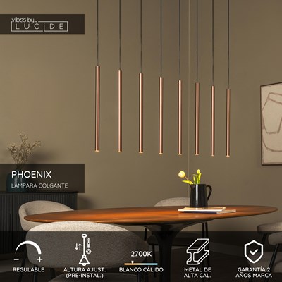 Lucide PHOENIX - Lámpara colgante - LED Regul. - G9 - 8x3W 2700K - Café - Vibes